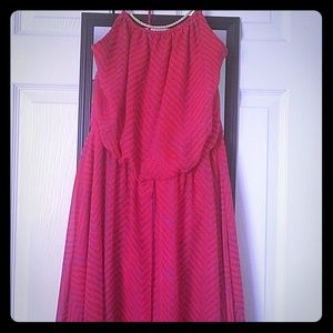 Women's bright pink halter dress